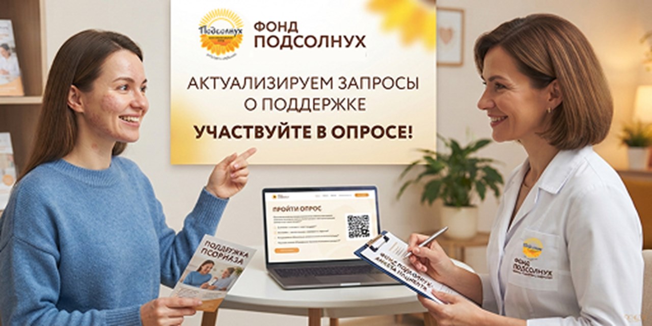 Фонд «ПОДСОЛНУХ» актуализирует запросы о поддержке пациентов с псориазом и просит пройти опрос